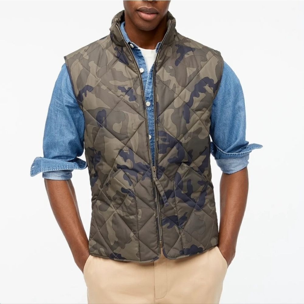 J Crew Camo Quilted Layering Vest Men's Size Medium Camouflage
